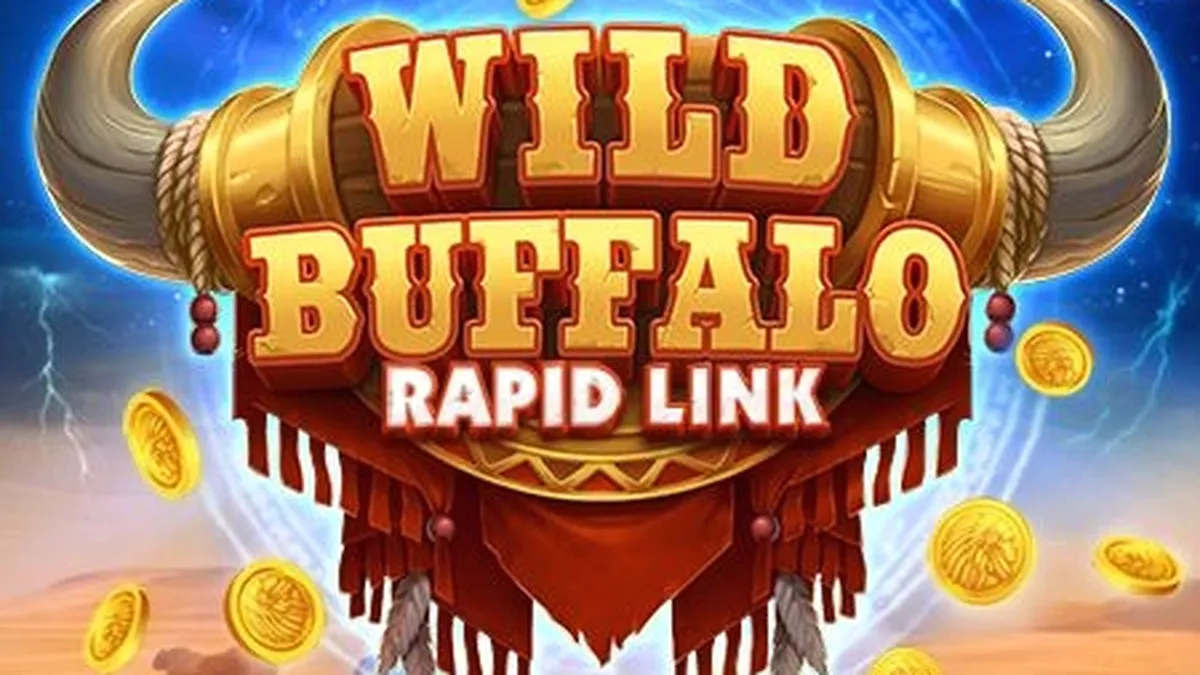 Tampilan visual mesin slot Wild Buffalo: Rapid Link dengan tema alam liar
