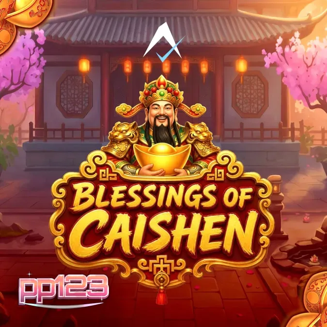 Tampilan visual slot Blessings of Caishen dengan simbol wild pengganda